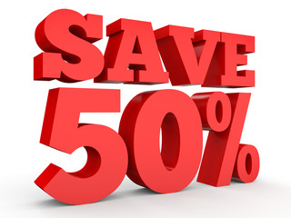 Fifty percent off. Discount 50 %.