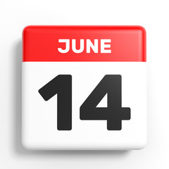 June 14. Calendar on white background.