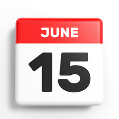 June 15. Calendar on white background.