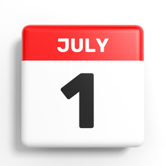 July 1. Calendar on white background.