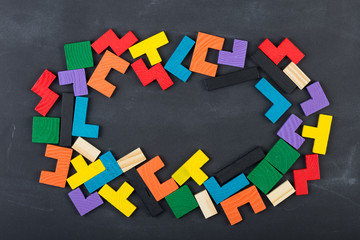 Business creative solution concept jigsaw on the blackboard