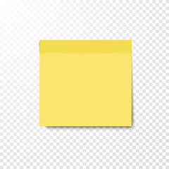 Yellow sticky note. Vector illustration.