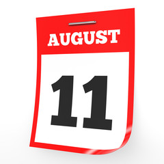 Fototapeta premium August 11. Calendar on white background.