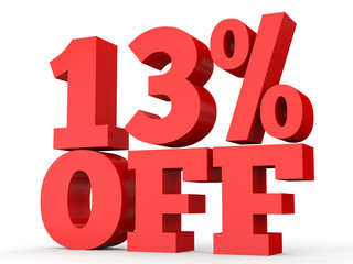 Thirteen percent off. Discount 13 %.