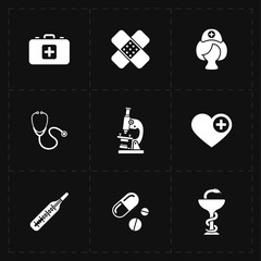 nine flat medicine icons 