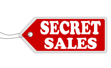Price tag red with text  SECRET SALES inside