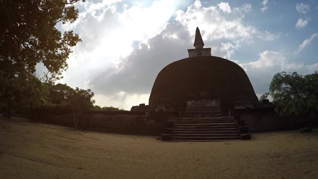 Rankoth Viharaya Stupa against a Cloudy Sky in Polonnaruwa, Sri Lanka
