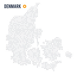 Binary code vector stylized map of Denmark isolated on white background