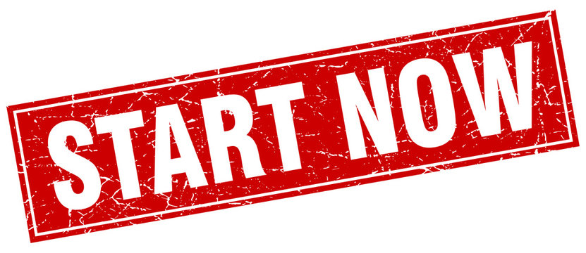 start now square stamp