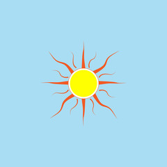 The sun sign on blue background