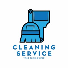 cleaning service logo with text space for your slogan / tagline, vector illustration