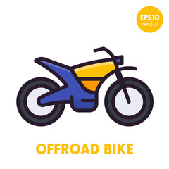 offroad bike, motorcycle icon in flat style with outline