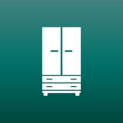 Cupboard icon on green  background. Modern flat pictogram for business, marketing, internet. Simple flat vector symbol for web site design.