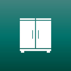 Cupboard icon on green background. Modern flat pictogram for business, marketing, internet. Simple flat vector symbol for web site design.