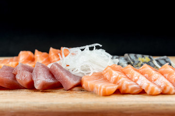 Japanese food fresh raw fish mixed sashimi