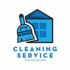 cleaning service logo with text space for your slogan / tagline, vector illustration