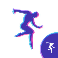 Fototapeta na wymiar Silhouette of a Dancer. Gymnast. Man is Posing and Dancing. Sport Symbol. Design Element. Vector Illustration.
