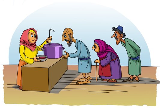 Christian Woman feeding the poor