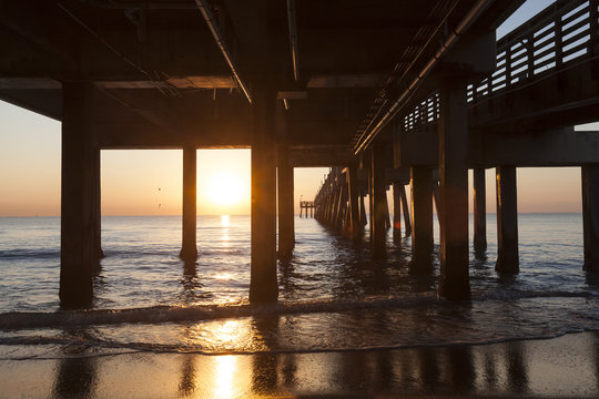 Dania Beach Pier At Sunrise. Hollywood, Florida