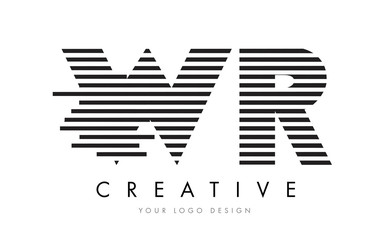 WR W R Zebra Letter Logo Design with Black and White Stripes