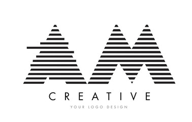 Fototapeta premium AM A M Zebra Letter Logo Design with Black and White Stripes