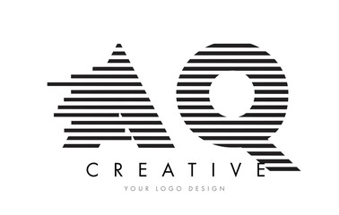 AQ A Q Zebra Letter Logo Design with Black and White Stripes