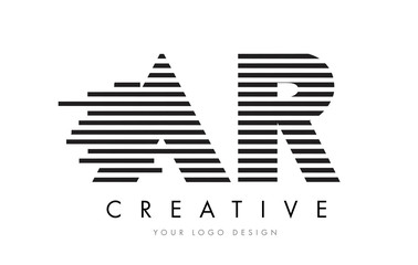 AR A R Zebra Letter Logo Design with Black and White Stripes