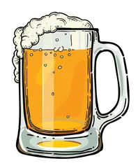 Cartoon image of beer in glass. An artistic freehand picture. © lkeskinen