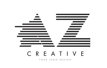 AZ A Z Zebra Letter Logo Design with Black and White Stripes