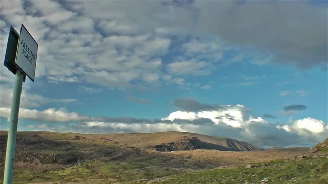 Time lapse of a passing place sign