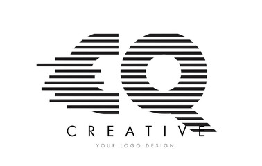 CQ C Q Zebra Letter Logo Design with Black and White Stripes