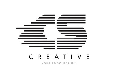CS C S Zebra Letter Logo Design with Black and White Stripes