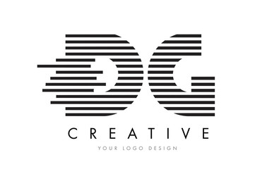 DG D G Zebra Letter Logo Design with Black and White Stripes