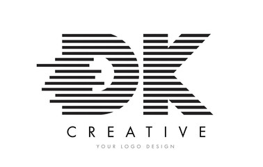 DK D K Zebra Letter Logo Design with Black and White Stripes