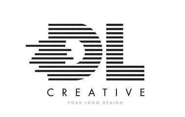 DL D L Zebra Letter Logo Design with Black and White Stripes