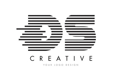 DS D S Zebra Letter Logo Design with Black and White Stripes