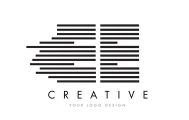 EE E E Zebra Letter Logo Design with Black and White Stripes