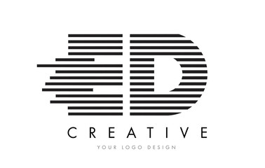 ED E D Zebra Letter Logo Design with Black and White Stripes