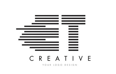 ET E T Zebra Letter Logo Design with Black and White Stripes