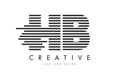 HB H B Zebra Letter Logo Design with Black and White Stripes