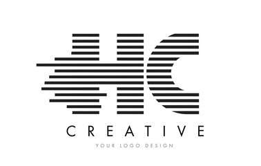 HC H C Zebra Letter Logo Design with Black and White Stripes