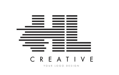 HL H L Zebra Letter Logo Design with Black and White Stripes