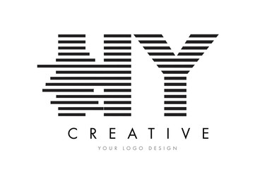 HY H Y Zebra Letter Logo Design with Black and White Stripes