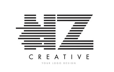 HZ H Z Zebra Letter Logo Design with Black and White Stripes