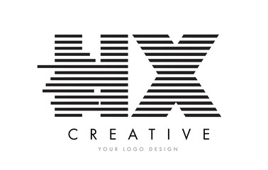 HX H X Zebra Letter Logo Design with Black and White Stripes