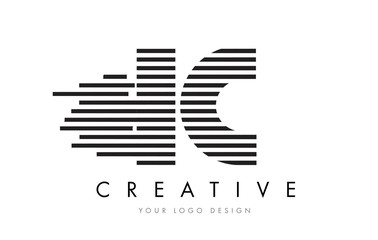 IC I C Zebra Letter Logo Design with Black and White Stripes