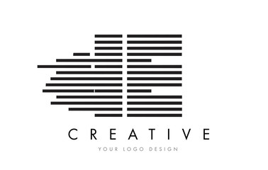 IE I E Zebra Letter Logo Design with Black and White Stripes