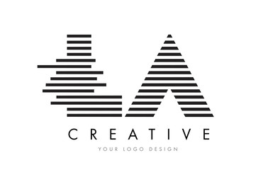 Fototapeta premium LA L A Zebra Letter Logo Design with Black and White Stripes