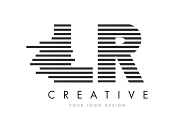 LR L R Zebra Letter Logo Design with Black and White Stripes