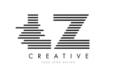 LZ L Z Zebra Letter Logo Design with Black and White Stripes